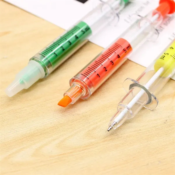 2-in-1 Syringe Style Ballpoint Pen Highlighter