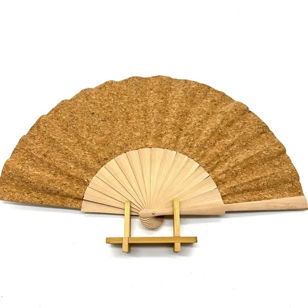 Eco-Friendly Cork Accordion Fan With Foldable Handle