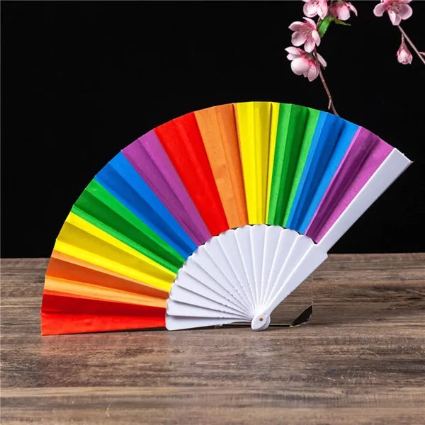 Rainbow Bamboo Accordion Fan With Foldable Handle