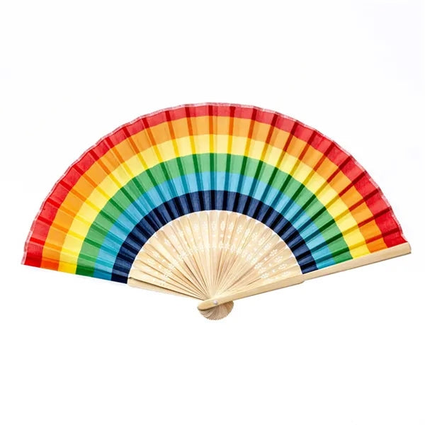 Rainbow Bamboo Accordion Fan With Foldable Handle