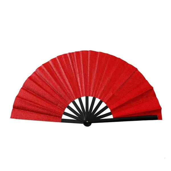 13" Rainbow Bamboo Hand Fan With UV Glow Ink
