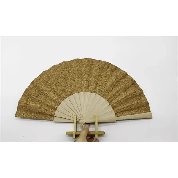 Eco-Friendly Cork Accordion Fan With Foldable Handle