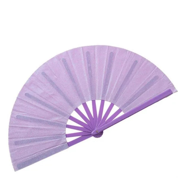 13" Rainbow Bamboo Hand Fan With UV Glow Ink