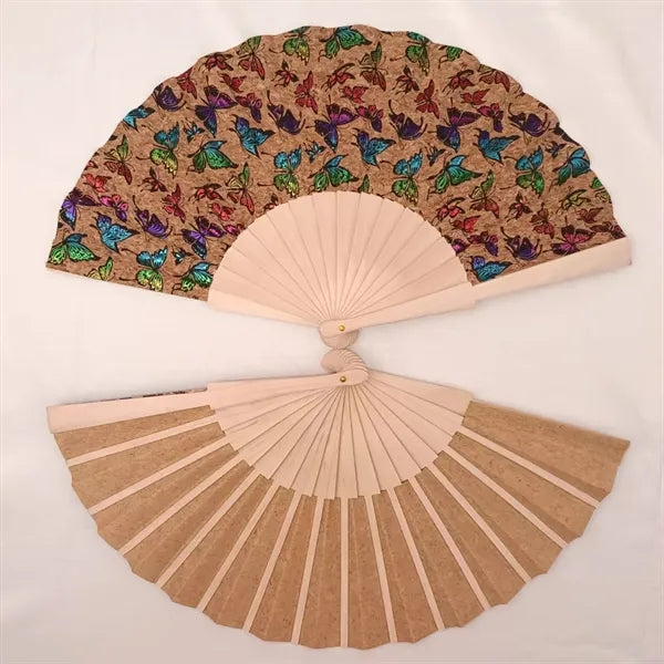 Eco-Friendly Cork Accordion Fan With Foldable Handle
