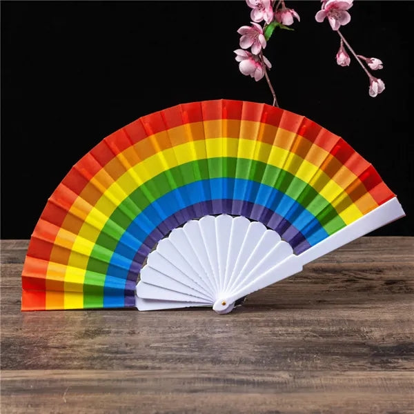 Rainbow Bamboo Accordion Fan With Foldable Handle