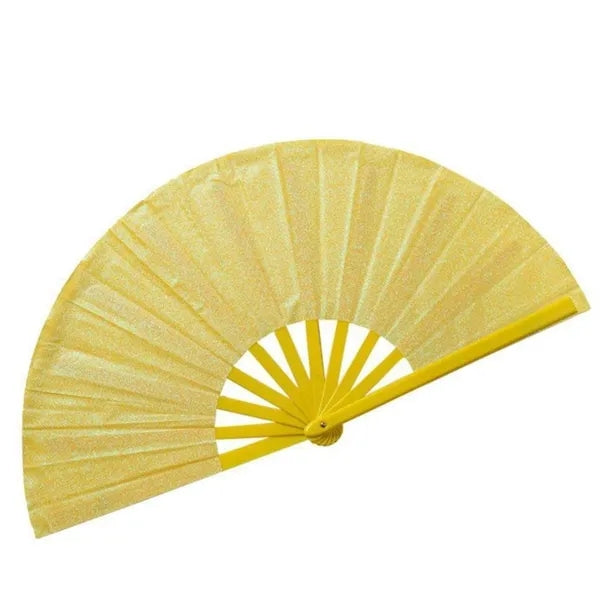 13" Rainbow Bamboo Hand Fan With UV Glow Ink