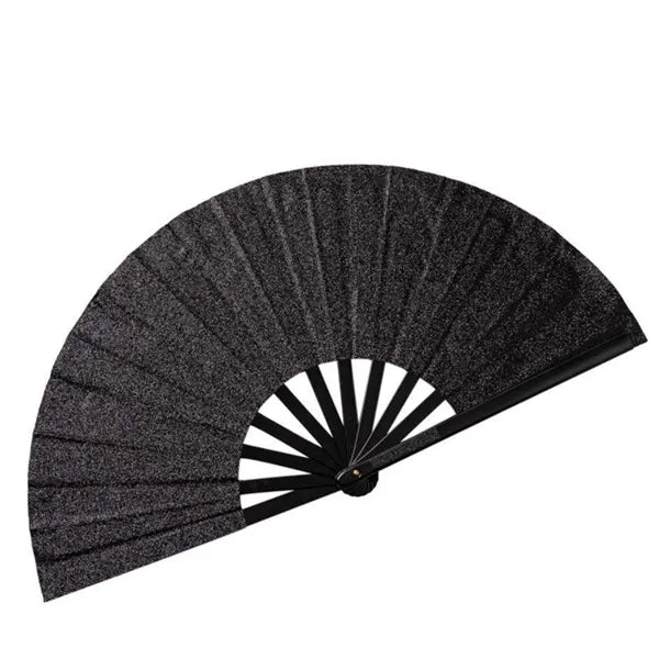 13" Rainbow Bamboo Hand Fan With UV Glow Ink