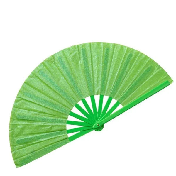 13" Rainbow Bamboo Hand Fan With UV Glow Ink