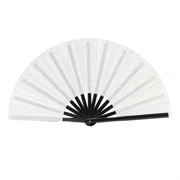 13" Rainbow Bamboo Hand Fan With UV Glow Ink