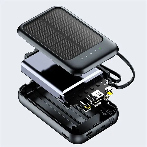 10000mAh Outdoor Mini Solar Power Banks with Built-in Cable