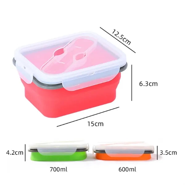 20Oz. Collapsible Silicone Lunch Box W/ Lid Utensil Slot