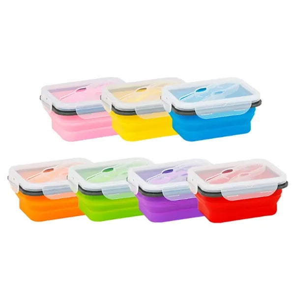 20Oz. Collapsible Silicone Lunch Box W/ Lid Utensil Slot