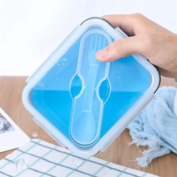 20Oz. Collapsible Silicone Lunch Box W/ Lid Utensil Slot