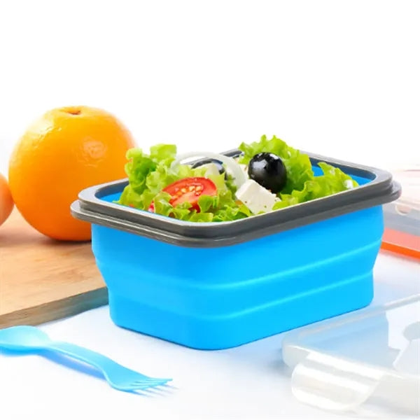 20Oz. Collapsible Silicone Lunch Box W/ Lid Utensil Slot