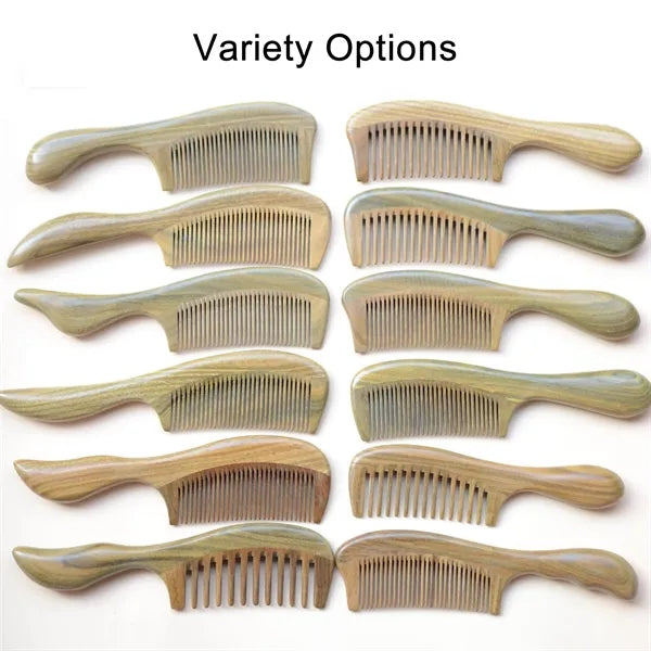 Handmade 100% Natural Green Sandalwood Hair Comb