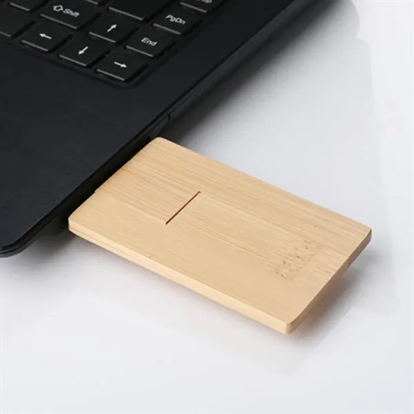 Wooden USB Flash Drive Card with Bamboo Design