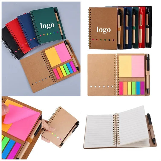 4.73" x 5.9" Spiral Notebook Notepad with Pen Sticky Notes