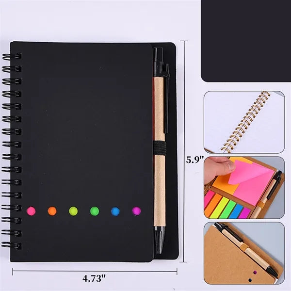 4.73" x 5.9" Spiral Notebook Notepad with Pen Sticky Notes