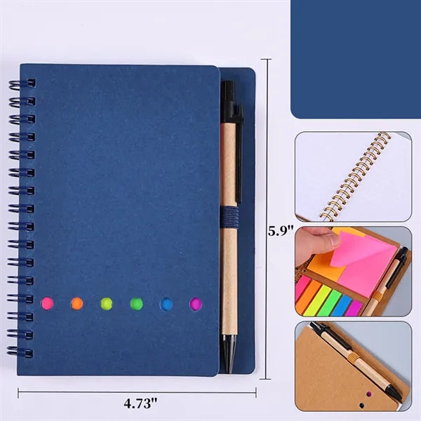 4.73" x 5.9" Spiral Notebook Notepad with Pen Sticky Notes