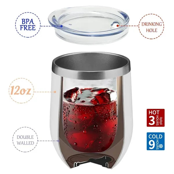 Stainless Steel Wine Tumbler with Lid Insulated Travel Mug