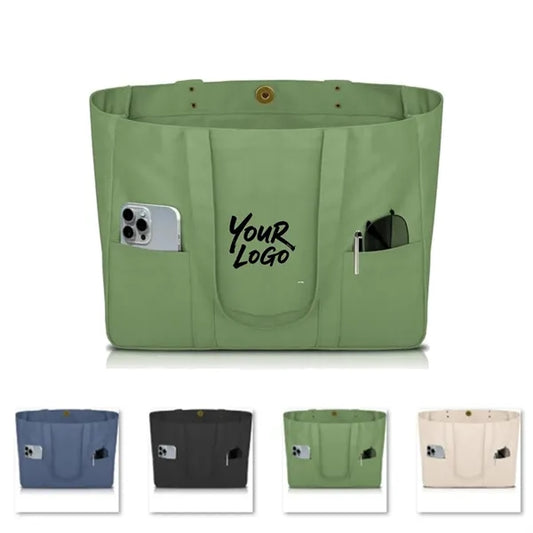 Large Canvas Tote Bag for Women with Pockets