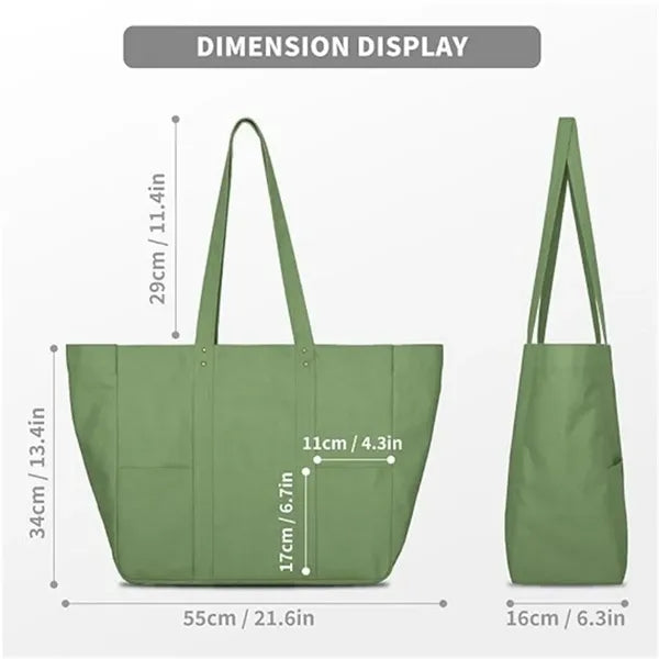 Large Canvas Tote Bag for Women with Pockets