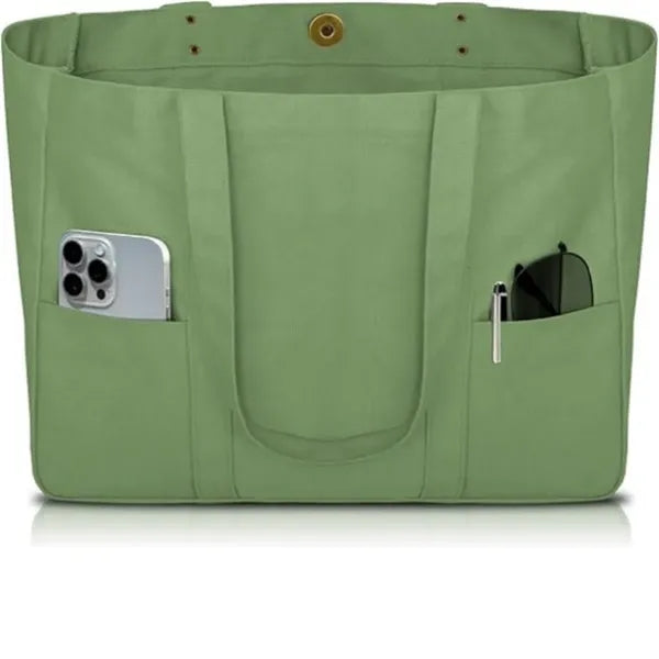 Large Canvas Tote Bag for Women with Pockets