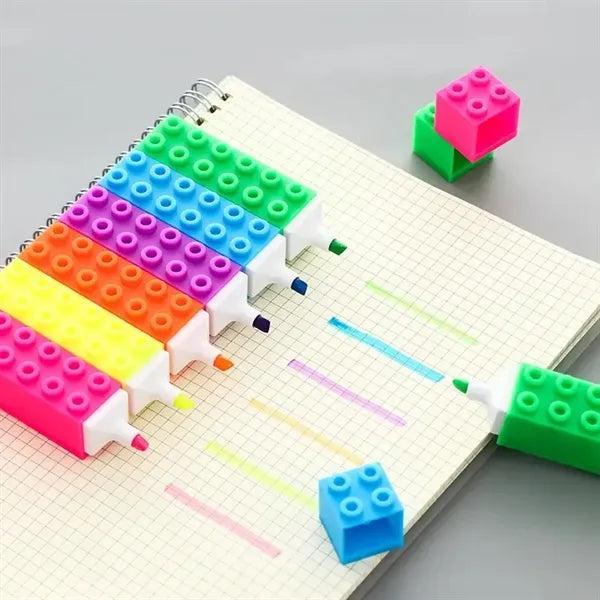 Toy Brick Building Block Coloured Highlighter Marker Pen