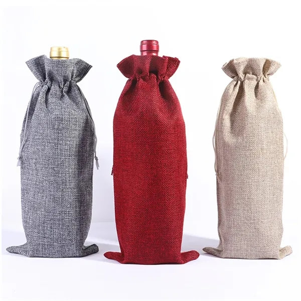 Burlap Wine Bag