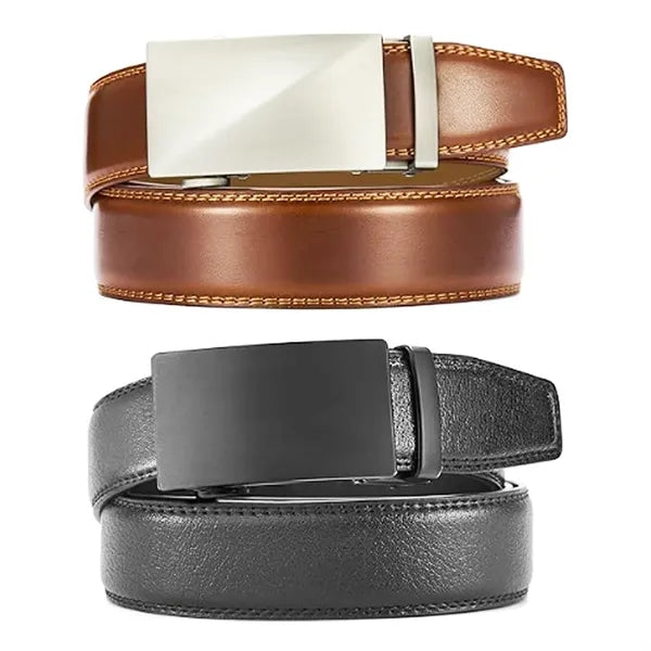 Leather Automatic Buckle Dress Belt