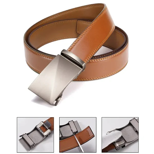 Leather Automatic Buckle Dress Belt