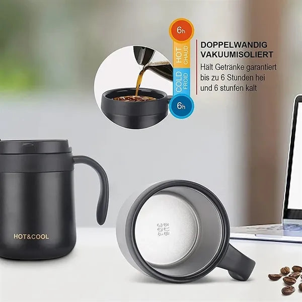 10Oz. Stainless Steel Mug with Handle and Insulated Design