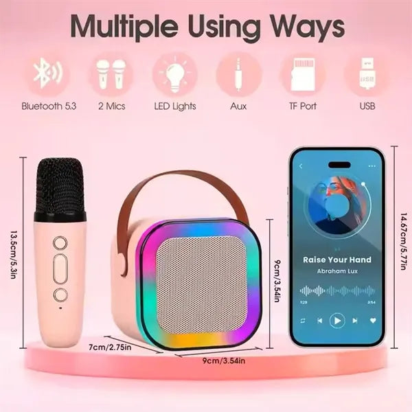 Mini Karaoke Machine With 2 Wireless Microphones