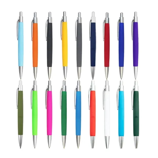 Click Ballpoint Pen with Rubber Grip and Metal Clip
