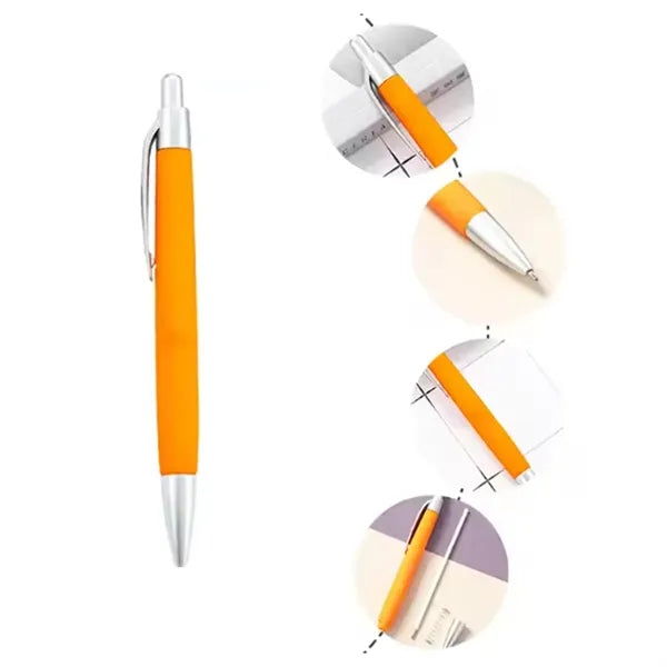 Click Ballpoint Pen with Rubber Grip and Metal Clip