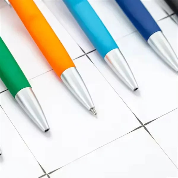 Click Ballpoint Pen with Rubber Grip and Metal Clip