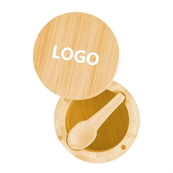 Bamboo Salt Box with Swivel Lid and Spoon