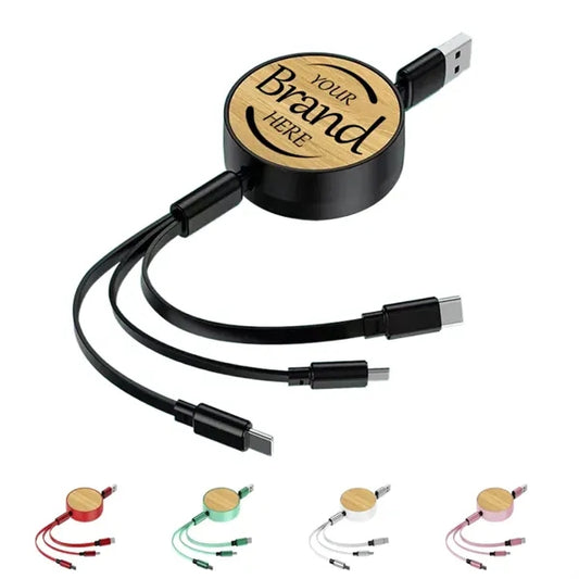 Bamboo 3 In 1 Retractable Data Cable
