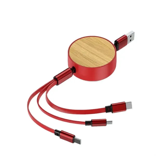 Bamboo 3 In 1 Retractable Data Cable