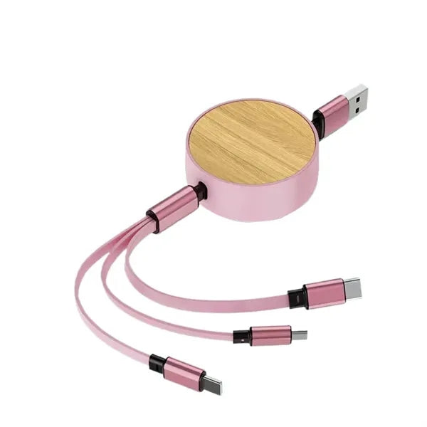 Bamboo 3 In 1 Retractable Data Cable