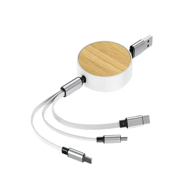 Bamboo 3 In 1 Retractable Data Cable