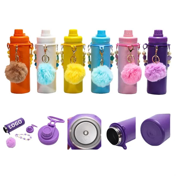 18oz Insulated Tumbler With Detachable Beaded & Pom Keychain
