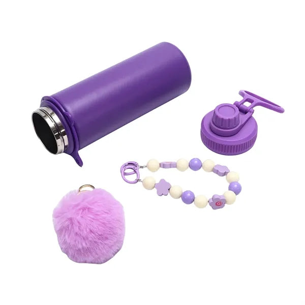 18oz Insulated Tumbler With Detachable Beaded & Pom Keychain