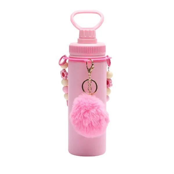 18oz Insulated Tumbler With Detachable Beaded & Pom Keychain