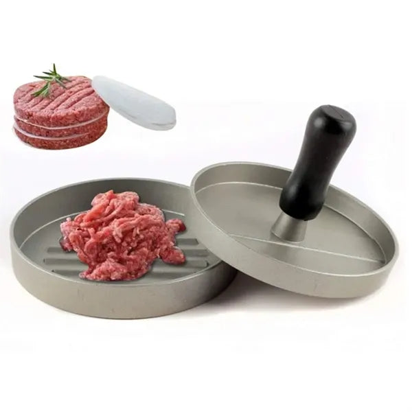 Aluminum Burger Press with Handle and 100 Patty Papers