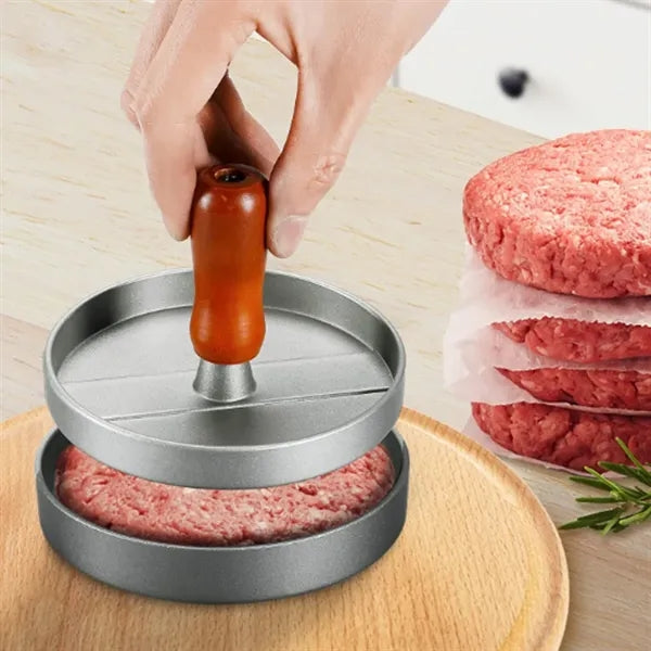 Aluminum Burger Press with Handle and 100 Patty Papers