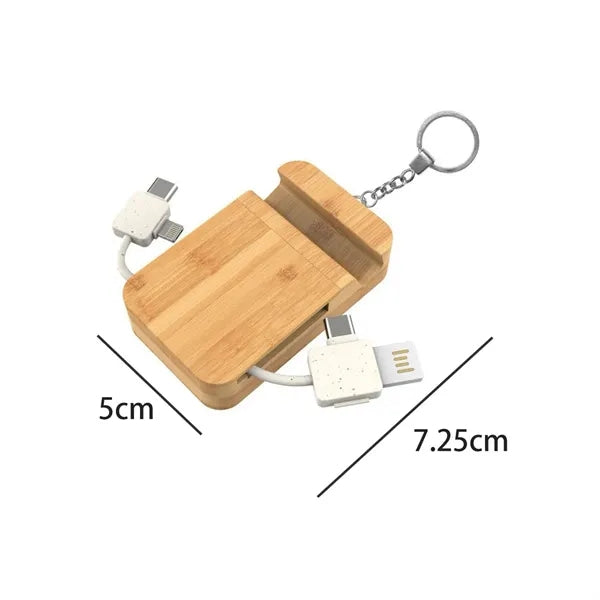 Bamboo Multi Charging Cable Set with Keychain