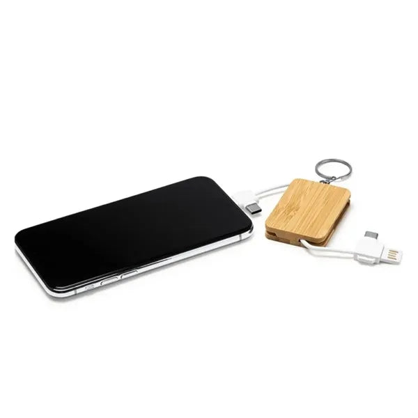 Bamboo Multi Charging Cable Set with Keychain