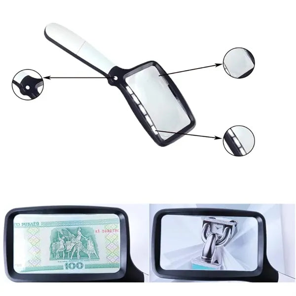 Large Rectangular Handheld Magnifier with Light
