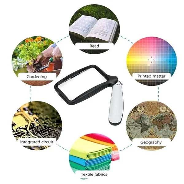 Large Rectangular Handheld Magnifier with Light